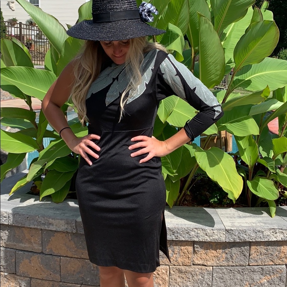 One sleeve little black dress